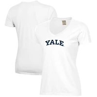 Women's  White Yale Bulldogs Logo Comfort Wash V-Neck T-Shirt