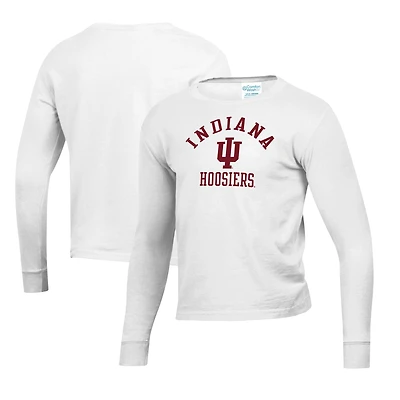 Youth White Indiana Hoosiers Mascot Comfort Wash Long Sleeve T-Shirt
