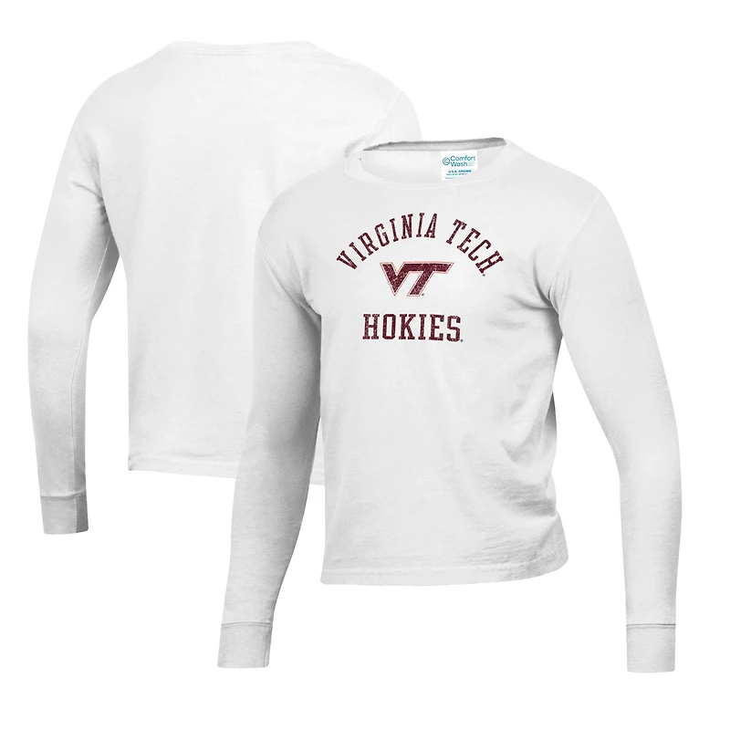 Youth White Virginia Tech Hokies Mascot Comfort Wash Long Sleeve T-Shirt