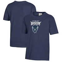 Youth  Heather Navy Howard Bison Logo Comfort Wash T-Shirt