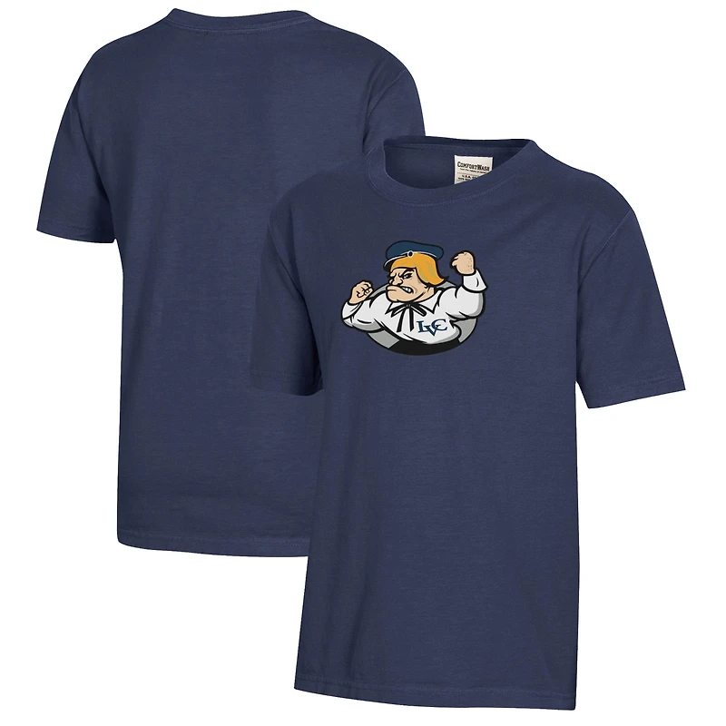 Youth Heather Navy Lebanon Valley College Logo Comfort Wash T-Shirt