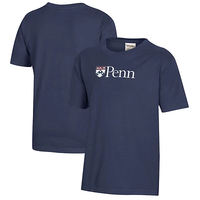Youth  Heather Navy Pennsylvania Quakers Logo Comfort Wash T-Shirt