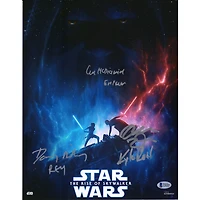 Adam Driver, Daisy Ridley and Ian McDiarmid Star Wars: The Rise of Skywalker Autographed 11'' x 14'' Movie Poster - BAS