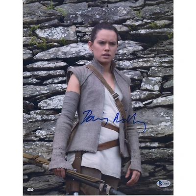 Daisy Ridley Star Wars Autographed 11" x 14" The Force Awakens Posing in Front of Rocks Photograph - Beckett
