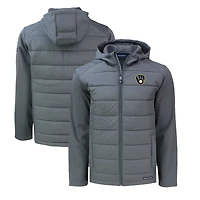 Men's Cutter & Buck Gray Milwaukee Brewers Big & Tall Evoke Hybrid Eco Softshell Recycled Full-Zip Hoodie