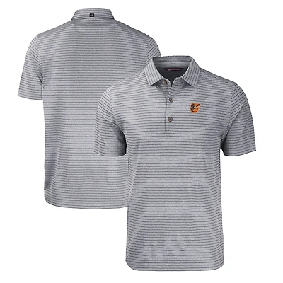 Men's Cutter & Buck Heather Black Baltimore Orioles Big & Tall Forge Eco Heathered Stripe Stretch Recycled Polo