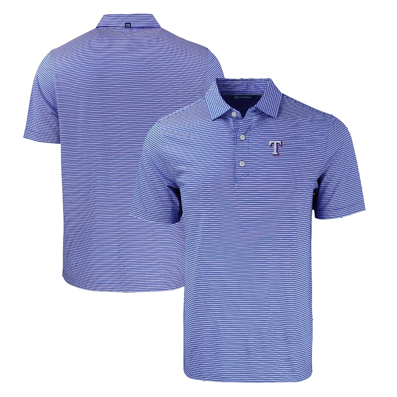 Men's Cutter & Buck Royal/White Texas Rangers Big & Tall Forge Eco Double Stripe Stretch Recycled Polo