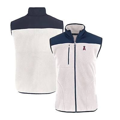 Men's Cutter & Buck White/Navy Los Angeles Angels Cascade Eco Sherpa Fleece Full-Zip Vest