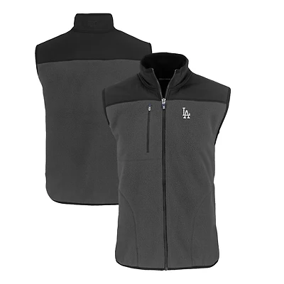 Men's Cutter & Buck Gray/Black Los Angeles Dodgers Cascade Eco Sherpa Fleece Full-Zip Vest