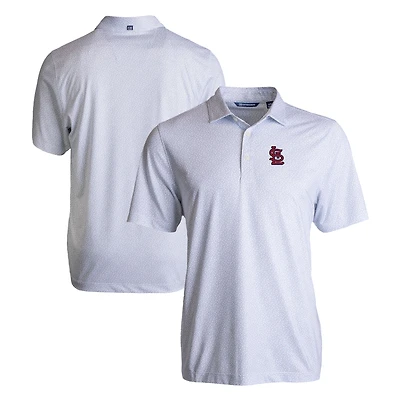 Men's Cutter & Buck White St. Louis Cardinals Pike Eco Pebble Print Stretch Recycled Polo