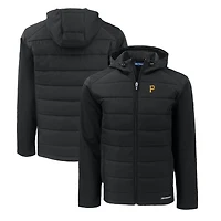 Men's Cutter & Buck Black Pittsburgh Pirates Evoke Hybrid Eco Softshell Recycled Full-Zip Hoodie