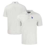 Men's Cutter & Buck Gray/White Los Angeles Dodgers Pike Eco Symmetry Print Stretch Recycled Polo
