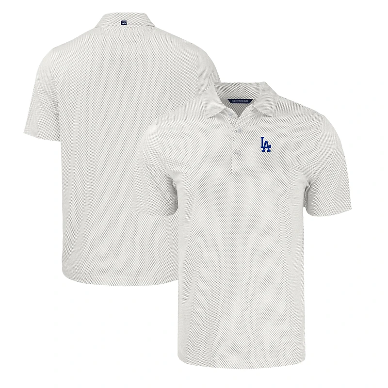 Men's Cutter & Buck Gray/White Los Angeles Dodgers Pike Eco Symmetry Print Stretch Recycled Polo