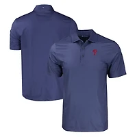 Men's Cutter & Buck Navy Philadelphia Phillies Pike Eco Tonal Geo Print Stretch Recycled Polo