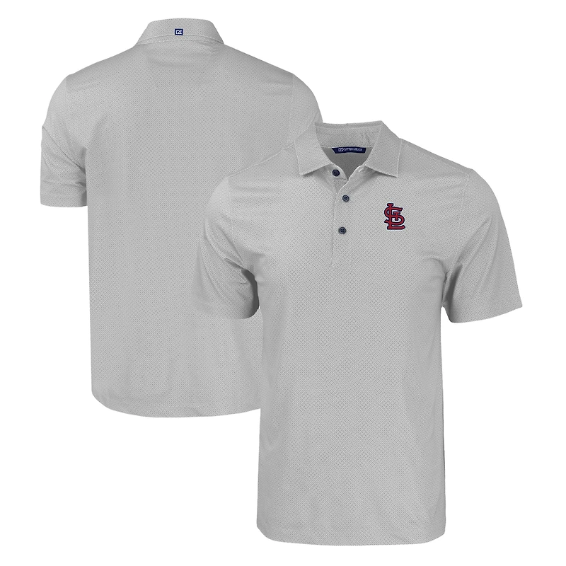 Men's Cutter & Buck Gray St. Louis Cardinals Pike Eco Tonal Geo Print Stretch Recycled Polo