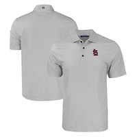 Men's Cutter & Buck Gray St. Louis Cardinals Pike Eco Tonal Geo Print Stretch Recycled Polo