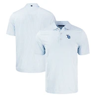 Men's Cutter & Buck Light Blue/White Tampa Bay Rays Pike Eco Symmetry Print Stretch Recycled Polo