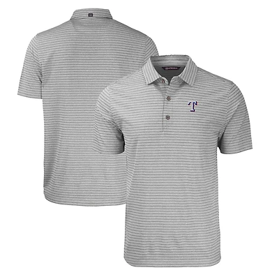 Men's Cutter & Buck Heather Gray Texas Rangers Forge Eco Heathered Stripe Stretch Recycled Polo