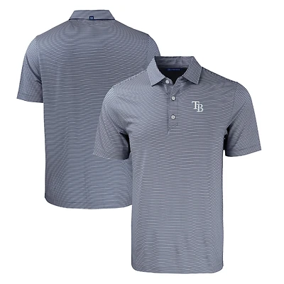 Men's Cutter & Buck Navy/White Tampa Bay Rays Forge Eco Double Stripe Stretch Recycled Polo