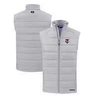 Men's Cutter & Buck Gray Minnesota Twins Evoke Hybrid Eco Softshell Recycled Full-Zip Vest