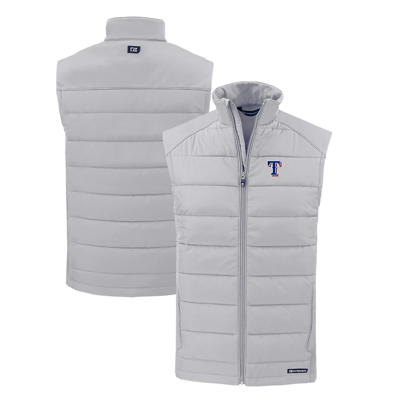 Men's Cutter & Buck Gray Texas Rangers Evoke Hybrid Eco Softshell Recycled Full-Zip Vest