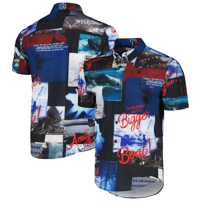 Unisex RSVLTS Black Jaws Beach is Closed Button-Down Shirt
