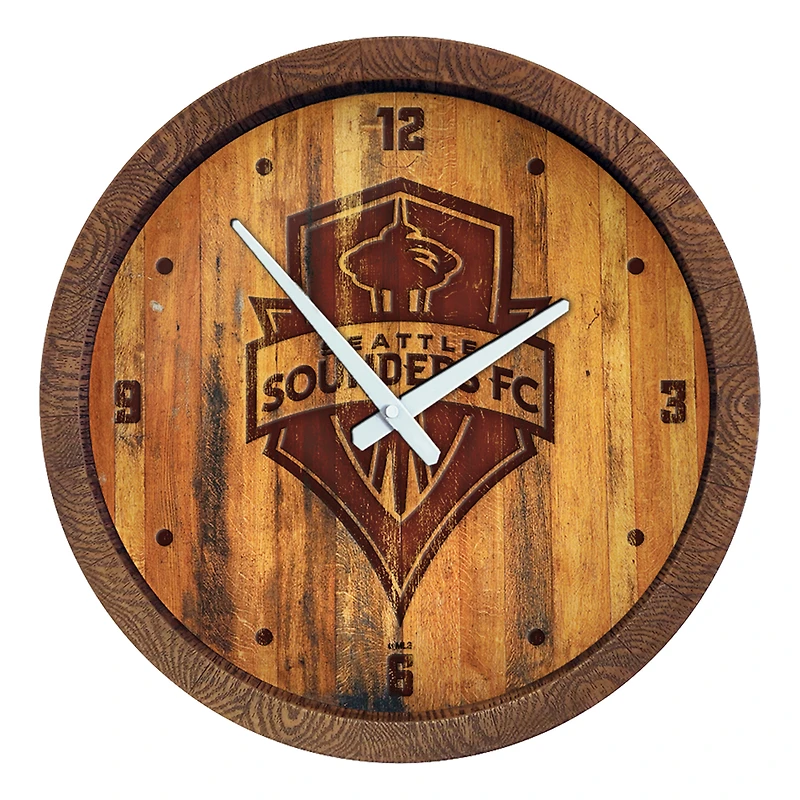 Seattle Sounders FC 20.25" Faux Debossed Barrel Top Clock