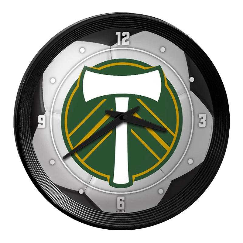 Portland Timbers 15" Ribbed Frame Soccer Ball Wall Clock