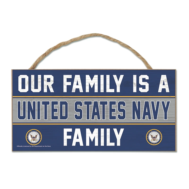 WinCraft  Navy 5'' x 10'' Rope Wood Sign