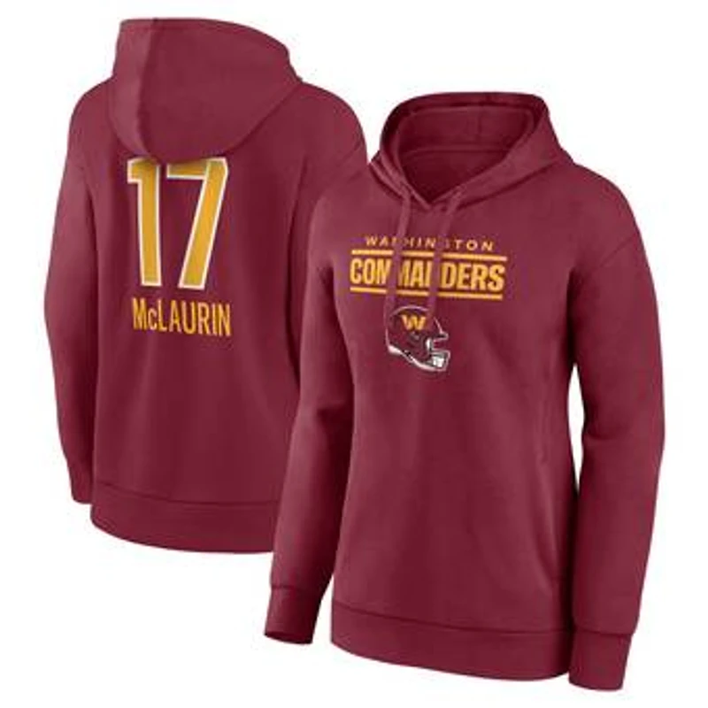 Women's Terry McLaurin Burgundy Washington Commanders Team Wordmark Name & Number Pullover Hoodie