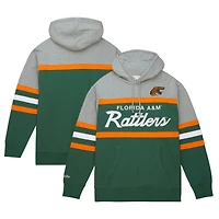 Men's Mitchell & Ness Green Florida A&M Rattlers Head Coach Pullover Hoodie