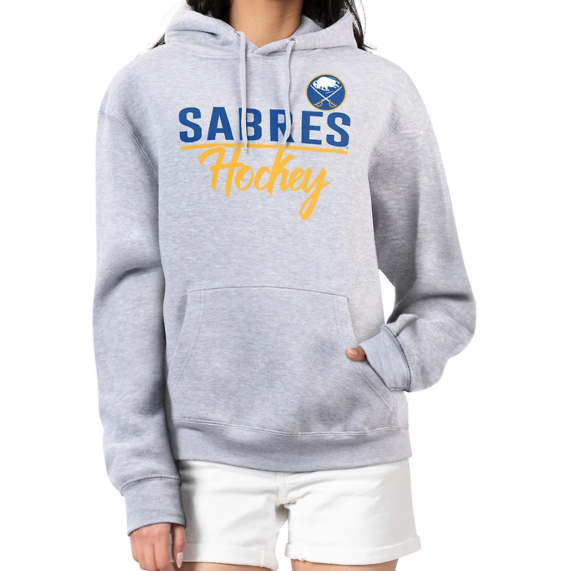 Women's G-III 4Her by Carl Banks Heather Gray Buffalo Sabres  Team Sport Tri-Blend Fleece Hoodie