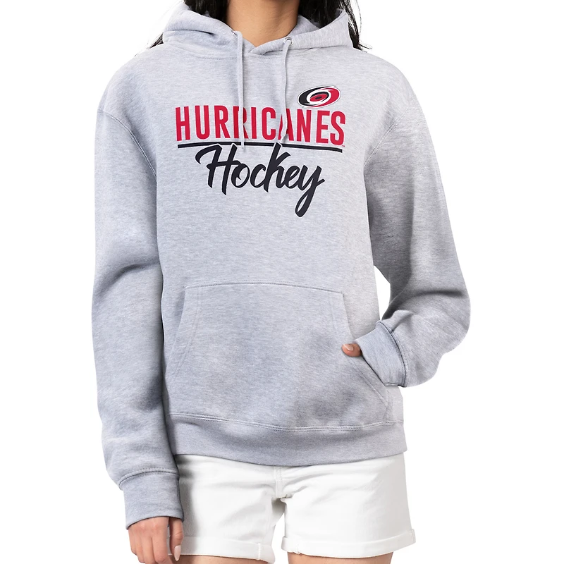 Women's G-III 4Her by Carl Banks Heather Gray Carolina Hurricanes Team Sport Tri-Blend Fleece Hoodie