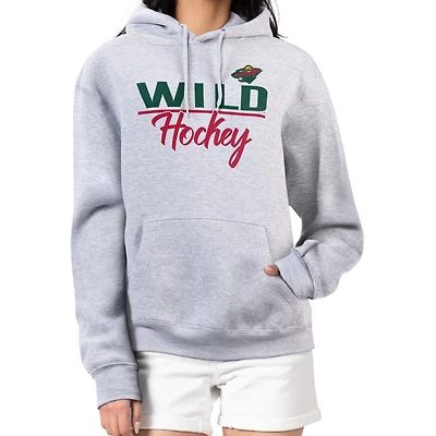 Women's G-III 4Her by Carl Banks Heather Gray Minnesota Wild  Team Sport Tri-Blend Fleece Hoodie