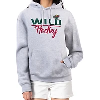 Women's G-III 4Her by Carl Banks Heather Gray Minnesota Wild  Team Sport Tri-Blend Fleece Hoodie