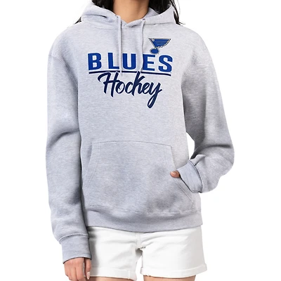 Women's G-III 4Her by Carl Banks Heather Gray St. Louis Blues  Team Sport Tri-Blend Fleece Hoodie