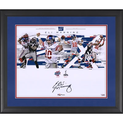 Eli Manning New York Giants Autographed Framed 16" x 20" Super Bowl Plays Collage Photograph