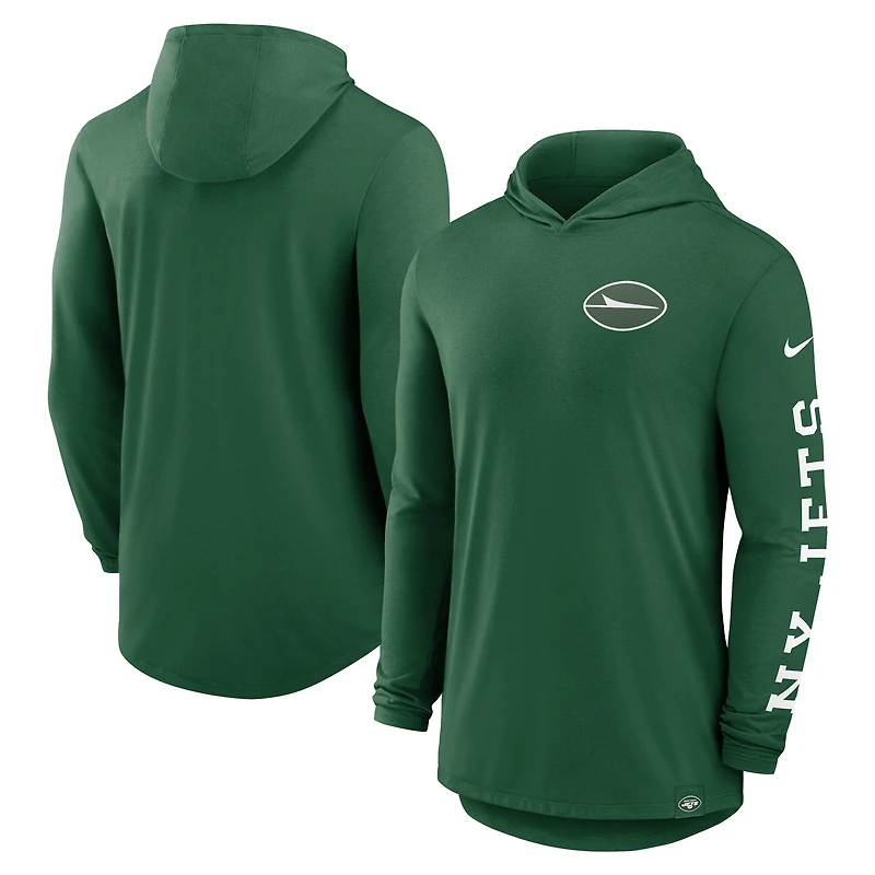 Men's Nike Green New York Jets Blitz Tri-Blend Dri-FIT Long Sleeve Hoodie T-Shirt