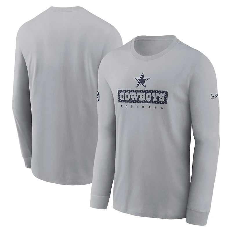 Men's Nike Gray Dallas Cowboys Sideline Dri-FIT Long Sleeve T-Shirt