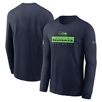 Men's Nike College Navy Seattle Seahawks Sideline Dri-FIT Long Sleeve T-Shirt