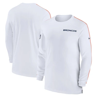 Men's Nike White Denver Broncos Sideline Coach UV Performance Long Sleeve T-Shirt