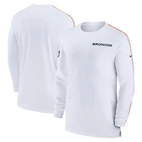 Men's Nike White Denver Broncos Sideline Coach UV Performance Long Sleeve T-Shirt