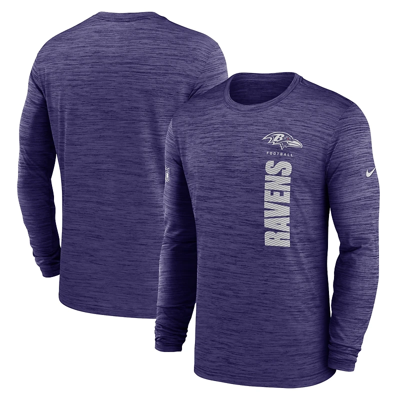 Men's Nike Purple Baltimore Ravens Sideline Velocity Dri-FIT Long Sleeve T-Shirt