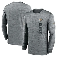 Men's Nike Gray New Orleans Saints Sideline Velocity Dri-FIT Long Sleeve T-Shirt