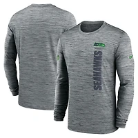 Men's Nike Gray Seattle Seahawks Sideline Velocity Dri-FIT Long Sleeve T-Shirt