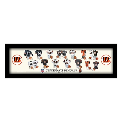 Cincinnati Bengals 8" x 26" Framed Art Uniform Heritage Print