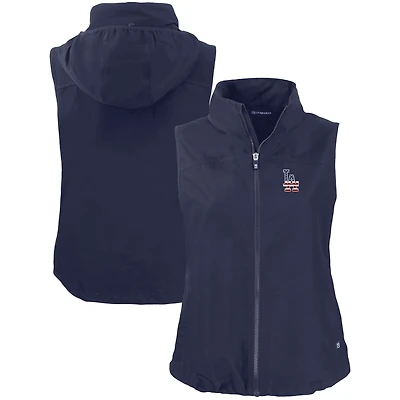 Women's Cutter & Buck  Navy Los Angeles Dodgers Charter Eco Recycled Full-Zip Vest