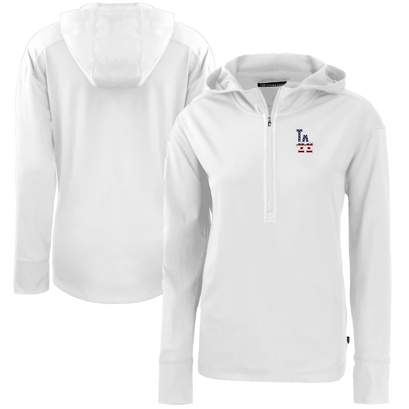 Women's Cutter & Buck Los Angeles Dodgers Daybreak Eco Recycled Half-Zip Hoodie