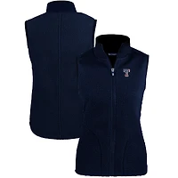 Women's Cutter & Buck  Navy Texas Rangers Cascade Eco Sherpa Fleece Full-Zip Vest