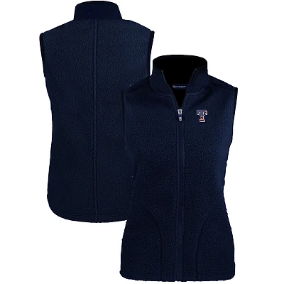 Women's Cutter & Buck  Navy Texas Rangers Cascade Eco Sherpa Fleece Full-Zip Vest
